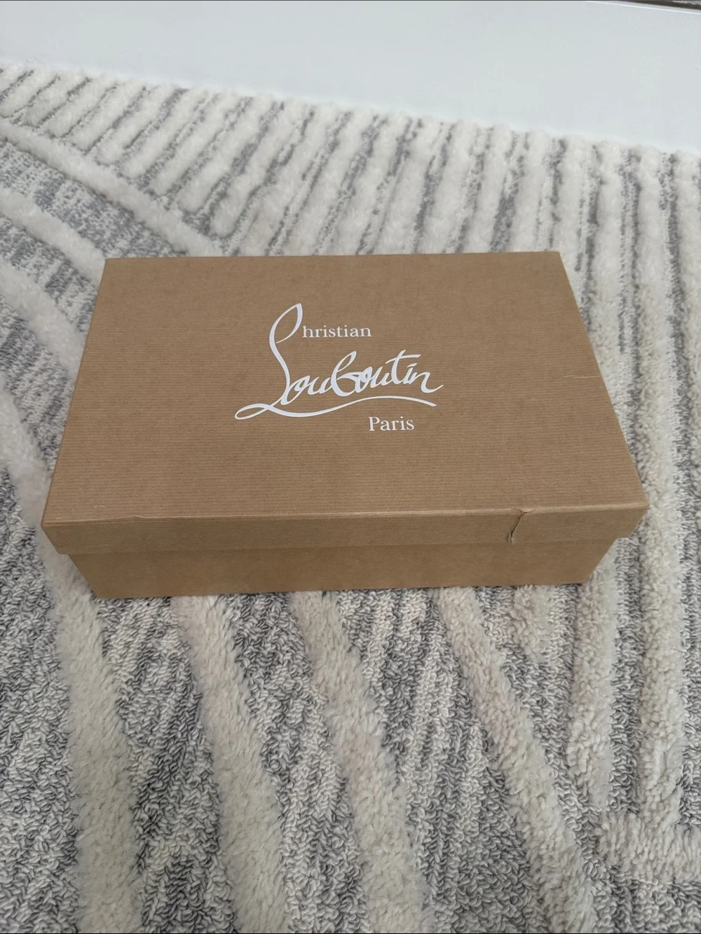 Christian Louboutin Kids Shoe Box - Tan with White Logo EMPTY BOX